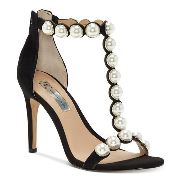 INC International Concepts Shoes - NEW! INC Black w/White Pearls Stiletto SUEDE Heels